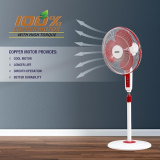 USHA Maxx Air Pedestal Fan | 400 mm | Red & White