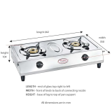 Prestige Agni Classic Manual Gas Stove | 2 Burners | Stainless Steel