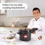 Wonderchef Taurus Hard Anodized Outer Lid Pressure Cooker | 5L | SS Lid | Black