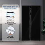 Haier Frost Free Side By Side Refrigerator | 602 L | Black Glass | HRS-682KGU1