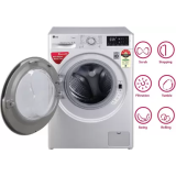 LG 7 kg With Steam Fully Automatic Front Load with In-built Heater | FHT1207ZNL | Silver