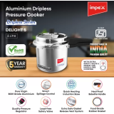 IMPEX DELIGHT | 5 Virgin Aluminium Dripless |  5 L | Induction Bottom Pressure Cooker | Aluminium