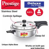 Prestige Deluxe Alpha Svachh Induction Bottom Pressure Cooker  | 4 L | Stainless Steel