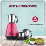 Greenchef Melon Mixer Grinder | 600 W | 3 Jars | Dark pink