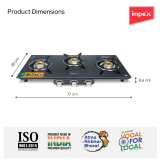 Impex AIRA Frameless Glass top Gas Stove | Black | 3 Burner