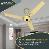 Bajaj Energon 1200Mm Bldc Ceiling Fan|5 Stars Starrated Energyefficient Ceiling Fans For Home | Golden Ivory