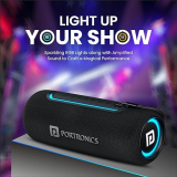 Portronics Bluetooth Speaker | Resound | 215W | HD Sound with Mic | RGB Lights |  Stereo Channel | Black