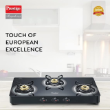 Prestige Royale Plus Toughened Black Glass Top Gas Stove | 3 Burners | 40513