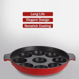 BlueBerry's |  Paniyarakkal Maker  Nonstick | 850 Gram | 9 Cavity | Red