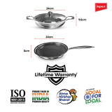 IMPEX | Serene | Triply stainless steel Honeycomp | 2Pcs set kadai Pan And Fry Pan | Induction Bottom Cookware Set