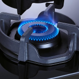 Elica | FLEXI HEXA 370 LOTUS IND HD BRASS | 3 Italian Burner | Auto Ignition Glass Top with Direct Multi-Flame  Gas Stove