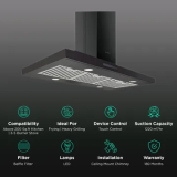 elica | SPOT TRIM ISLAND ETB PLUS LTW  | 90 N | 90cm | 1220m3/hr Ducted Ceiling Mounted Chimney with Touch Control  | Black