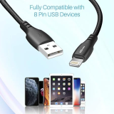 Portronics Konnect A POR-1171 1M 8 Pin USB Cable with PVC Heads | Black