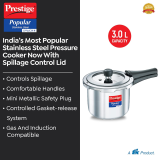 Prestige Popular Svachh Pressure Cooker | 3 L | Outer Lid | Spillage Control Stainless Steel | Silver | 20172