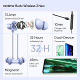 realme Buds Wireless 3 Neo Neckband | V 5.4 | Environmental Noise Cancellation | Blue | RMA2305