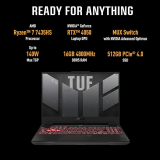 ASUS TUF Gaming A15 | AMD Ryzen 7 Octa Core 7435HS |16 GB | 512 GB SSD | 6GB NVIDIA GeForce RTX 4050 |15.6 Inch |  Mecha Gray | FA507NUR-LP082W