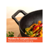 Meyer Pre Seasoned Cast Iron shallow Kadai | 30cm | Glass Lid | 48186 C