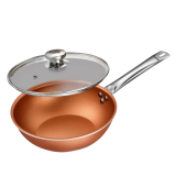 Prestige Cuprus Aluminium Gas and Induction Compatible NonStick Kadai | 28 cm | Glass Lid | Copper | 37481