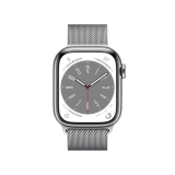 Apple Watch Series 8 | 45 mm | Silver Stainless Steel Case with Silver Milanese Loop (GPS + Cellular)