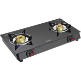 Sunblaze Onyx 2 Burner Gas Stove | Toughened Black Glass Forged Brass Burner Stainless Steel Manual Gas Stove | 2 Burners