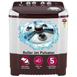 LG Semi Automatic Top Load Washing Machine | 8.5 kg | Roller Jet Pulsator with Soak | Burgundy | P8530SRAZ