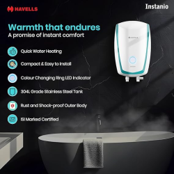 Havells Instanio Instant Water Heater | 3 L | 3000 W | White & Blue