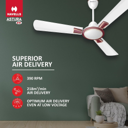 Havells Astura Ceiling Fan | 1200mm | White Maroon