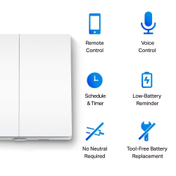 Tp-Link Tapo S220 Smart Light Switch | 2 Gang 1 Way | remote And Voice Control | White