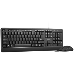 Lenovo 160 wired keyboard mouse combo | Waterproof Exoskeleton | Black