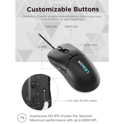 Lenovo Legion M300s RGB Gaming Mouse | 8000 DPI Adjustable Sensor | Black