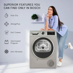 BOSCH Series 4 Fully Automatic Front Load Dryer | 9 kg | Silver Inox | WPG24108IN