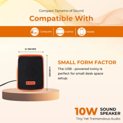 Lapcare Twiny 2 Computer Speaker | Orange | LUS-204