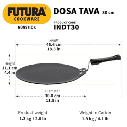 Hawkins Futura Non Stick Dosa Tawa | Induction Dosa Tawa | 30 cm | 4.88 mm | INDT30