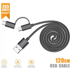 Veger 2 IN 1 USB Type C Cable | Black | VG12X