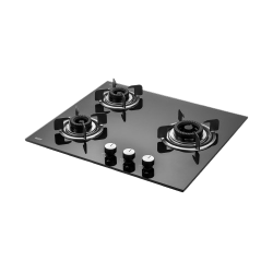 Kaff CRH 603 Built In Hob Dual Flame Auto Electric Ignition Glass Top | 3 Burner | Black