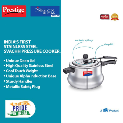 Prestige Nakshatra Alpha Svachh Handi Pressure cooker | 5.5 L | Silver | 20258