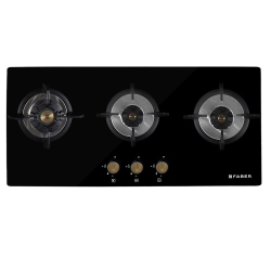 Faber Maxus Glass Automatic Hob | 3 Burners | Black | HT803 CRS BR CI AI