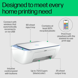 HP DeskJet Multi function Inkjet Printer |  Print | Scan | Copy | Blue Breeze | 2878