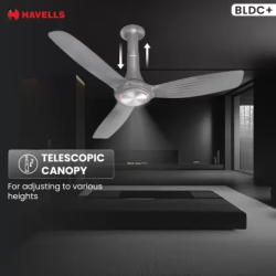 Havells Inox UL BLDC Ceiling Fan | 1200 mm | 5 Star | Metallic Grey