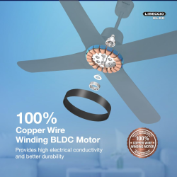 Havells Libeccio Bldc Motor Ceiling Fan | 1200mm | 5 Stars | Slate