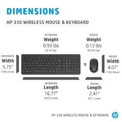 HP 330 Wireless Keyboard and Mouse Set | 2.4GHz | Black