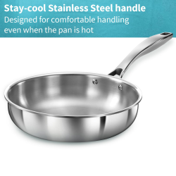 Hawkins Pro Triply Stainless Steel Fry Pan | 22 cm with Lid | Silver