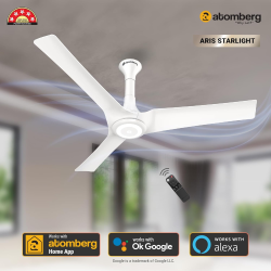 Atomberg Aris Starlight BLDC Ceiling Fan | 1200 mm |  Remote Control | Marble White