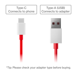 OnePlus SUPERVOOC Type-A to Type-C Cable | Red and White | C201A