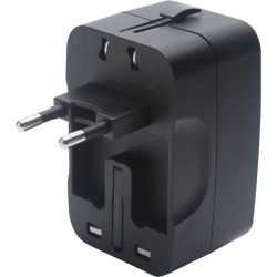 Lapcare Global Trotter 2Pin Travel Adaptor Plug | USB & Type-C Ports | Black | LIA-003