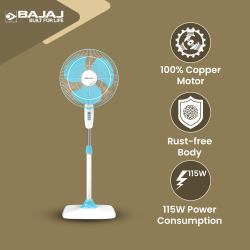 Bajaj Rapido Pedestal Fan | 400 mm | Pearl Blue | 251274