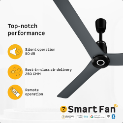 Atomberg Aris Contour Smart Ceiling Fan | 1200 mm | 3 Blade | Regent Grey