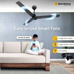 Atomberg Renesa Smart BLDC Ceiling Fan | Remote Control & LED Indicators | 1200 mm | 5 Star | Midnight Black