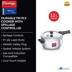 Prestige Svachh Triply Handi Outer Lid Induction Bottom Pressure Cooker | 3 L | 20706