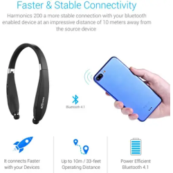 Portronics Harmonics 200 Wireless Stereo Bluetooth Neckband | Black | POR-927